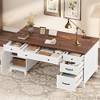 60" Executive Desk with Power Outlet, Home Office Desk with Drawers, Wooden Work Desk with File Cabinet - 4 of 4