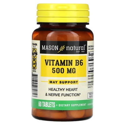 Mason Natural Vitamin B6, 500 mg, 60 Tablets