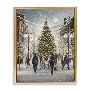 Stupell Industries Town Christmas Tree Black Floater Framed Canvas Wall Art - 1 of 4