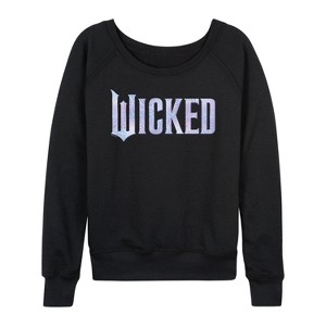Women's - Wicked - Sparkle Logo Lightweight French Terry Wide Neck Long Sleeve Graphic Shirt - 1 of 4