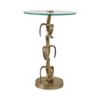 Boho Glam Glass & Aluminum Accent Table with Sculptural Banana Leaf Base Side Table for Living Room, Bedroom, or Office 22" Gold - 4 of 4