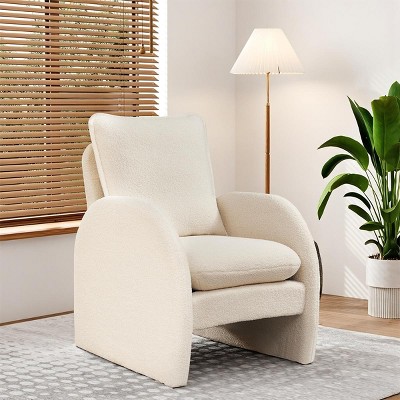 Boucle Accent Armchair, Modern Upholstered Chair with Solid Wood Frame, Comfy Reading Chair for Living Room, Bedroom – Cuddlewood