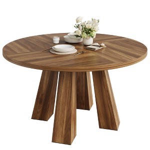 Round Dining Table for 4-6, 47" Wood Kitchen Table with Sturdy Base, Modern Circular Dinner Table, Breakfast Table for Living Room, No Chair - 1 of 4