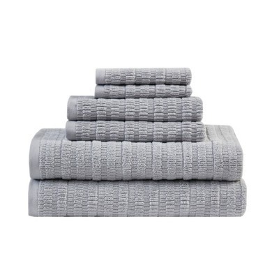 6pc Aure Cotton Antimicrobial Bath Towel Set Light Gray - Clean Spaces