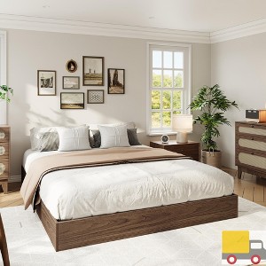 Jojoka Modern Solid Wood Platform Bed Frame, Floor-Standing, No Headboard, No Box Spring Needed, Minimalist Modern Design - 1 of 4
