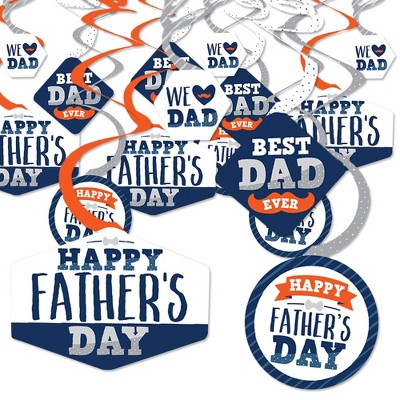 Big Dot of Happiness Happy Father's Day - We Love Dad Party Hanging Decor - Party Decoration Swirls - Set of 40