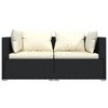 3 Piece Patio Lounge Set with Cushions Black Poly Rattan vidaXL - 4 of 4