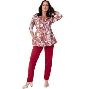 Jessica London Knit Crepe Sweetheart Neck Top - 1 of 2