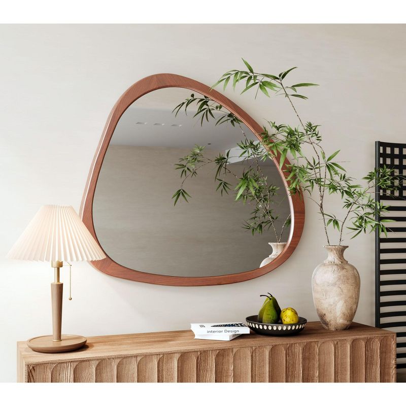 Colt 45 Inch Asymmetrical Wood Mirror,Features Clean Silhouette Pine Frame Large Size Wood Mirror for Living Room, Bedroom, Entryway-Maison Boucle, 3 of 9