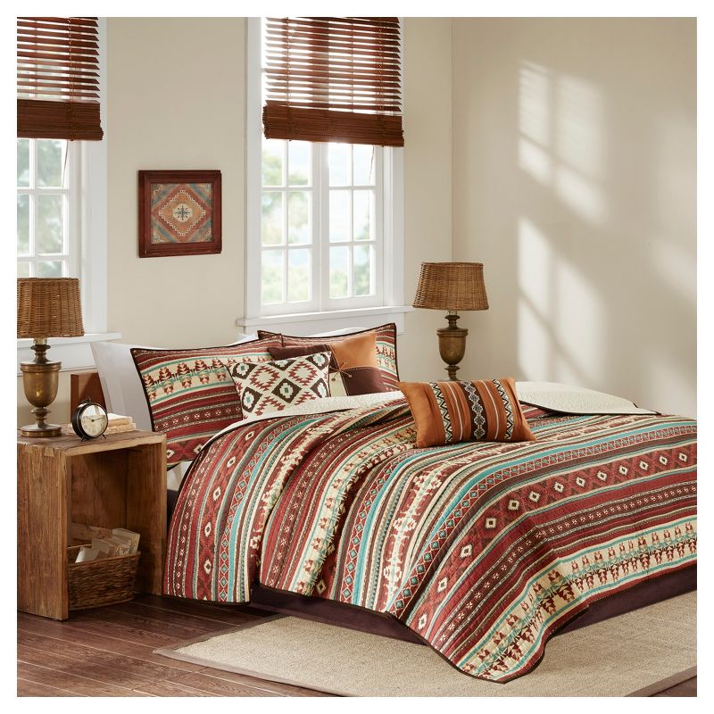6pc Duncan Printed Reversible Quilt Set Spice - Madison Park, 1 of 8