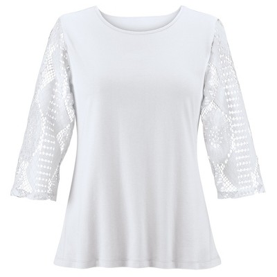 Collections Etc Lace Sleeved Top