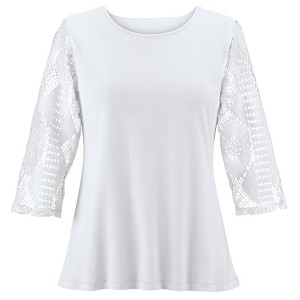 Collections Etc Lace Sleeved Top - 1 of 4