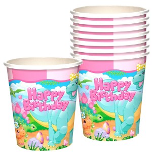 Treasures Gifted Girl Dinosaur Cups - Girl Dinosaur Party Supplies - 16 Pack - 1 of 1
