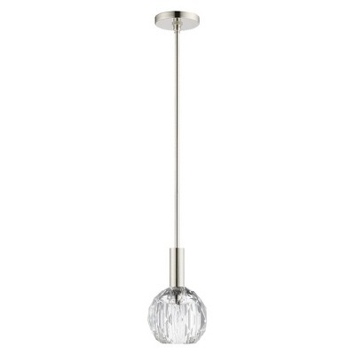 Elegant Mini Globe Pendant in Polished Nickel with Crystal Shade