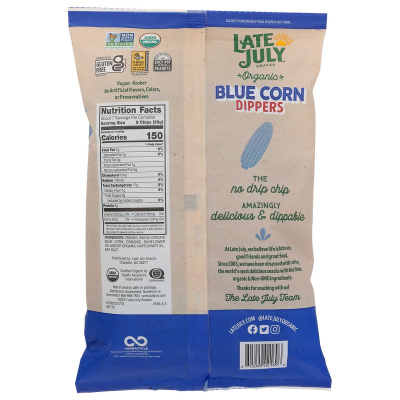 Late July Snacks Blue Corn Dippers Tortilla Chips - Case of 9/7.4 oz, 3 of 7