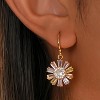 Vuskdtei18K Gold Plated Flower Dangle Earrings for Women, Hypoallergenic Cubic Zirconia Earrings, Elegant Chandelier Drop Earrings - 3 of 4