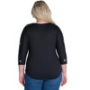 24seven Comfort Apparel Womens Three Quarter Sleeve Boatneck Cold Shoulder Plus Size Top - 3 of 4