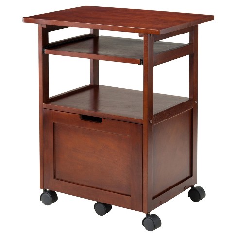 Piper Printer Stand Walnut Winsome, Wooden Printer Stand With Drawers
