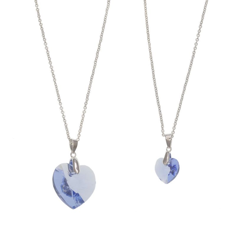 FAO Schwarz Fine Silver Plated CZ Stone Heart Pendant Necklace Set, 1 of 4