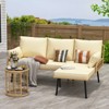 3-Piece L-Shaped Patio Furniture Set, All-Weather Outdoor Sectional Sofa with Cushions and Glass Coffee Table, Perfect for Decks, Gardens, Balconies - 3 of 4