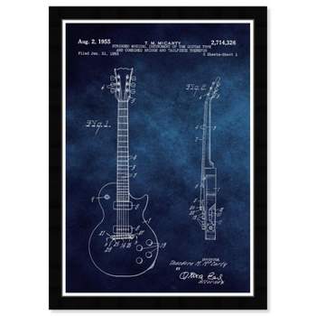 Wynwood Studio 15"x21" Gibson Les Paul Guitar 1955 Blue Chalkboard Wall Art Black Frame