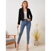 Women's Open Front Button Blazer Lapel Neck Long Sleeve Business Casual Cropped Jacket Blazer - 3 of 4