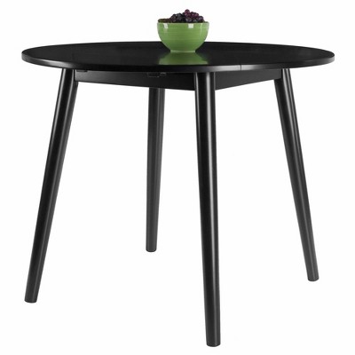 Mid-Century Modern Moreno Black Wood 36" Round Extendable Dining Table