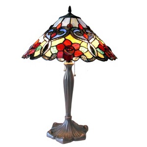 Chloe Lighting Lindsay Tiffany-style 2 Light Rosestable Lamp 17" Shade - 1 of 2