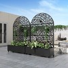 PexFix 72 in. H x 47 in. W Black Metal Arch Wall Planter Box with Trellis for Climbing Plants - 2 of 4