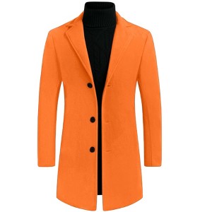 INSPIRE CHIC Men's Notched Lapel Single Breasted Winter Long Jacket Overcoat - 1 of 4