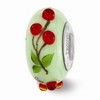 Black Bow Jewelry Fenton Green Hand Painted Cherries Glass & Sterling Silver Bead Charm - 3 of 4