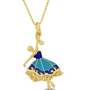EVERLY JEWELRY | Yellow Plated Silver Enamel Bead Station Dancer Charm Necklace – Multiple color Enamel - 1 of 4