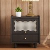 KTMBDW Nightstand with Rattan-Woven Storage Cabinet and 1 Drawer, Wooden end Table, Exquisite Elegance with Natural Storage Solutions for Bedroom - 2 of 4