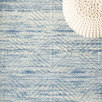 Marbella Light Blue and Beige Handwoven Wool Area Rug