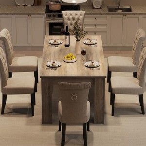 Wood Farmhouse Dining Table for 6-8, Large Kitchen Table, 70.86 In Rectangular Dining Room Tables with Strong Legs, Thickness Table Top, Rustic Brown - 1 of 4