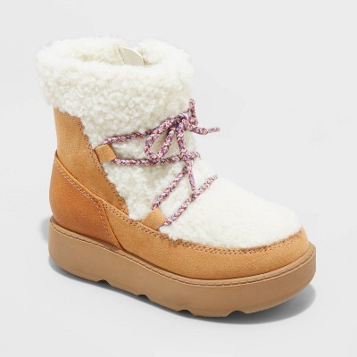Toddler Girls' Tenley Zipper Winter Shearling Style Boots - Cat & Jack™ Cognac