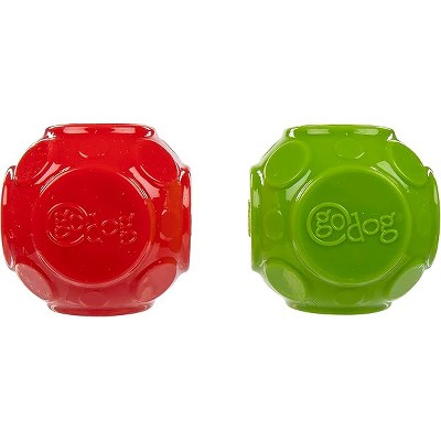 goDog (Set of 2 Holiday Collection Silent Squeak Ball Dog Toys, Ultrasonic Squeaker - Set of 2, Green & Red