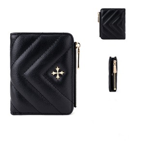 FATMOON Small Wallet for Women - Leather Credit Card Holder, Compact Bifold Purse for Everyday & Travel,ID Window Zip Pocket Wallet - 1 of 4