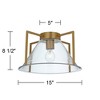 Possini Euro Design Ellsmere 15" Modern Flush-Mount Ceiling Light Fixture Kitchen Foyer Hallway Warm Brass Finish Hammered Glass Bedroom Bathroom - 4 of 4