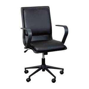 Emma and Oliver Modern Upholstered Mid-Back Home Office Chair with Arms and 5 Star Base - 1 of 4