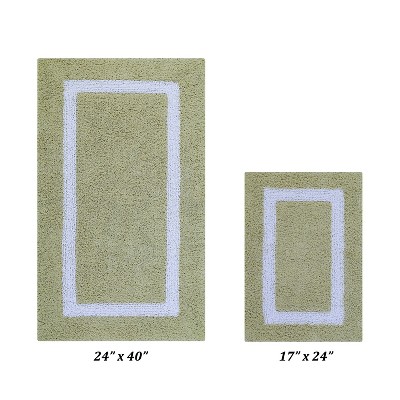 Hotel Bath Rug 100% Premium Cotton Tufted Weave Two Tone Reversible 2 Piece Bathroom Rug Set, Super Soft & Water Absorbent, Machine Washable Bathmat