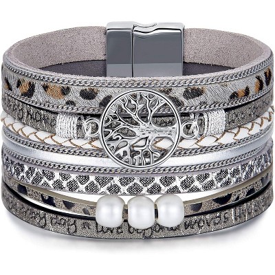 Tree of Life Leather Wrap Bracelets for Women with Inspirational Message, Adjustable Bohemian Jewelry