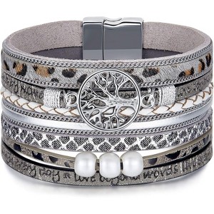 Tree of Life Leather Wrap Bracelets for Women with Inspirational Message, Adjustable Bohemian Jewelry - 1 of 4