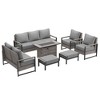 Sonkuki Patio Sofa Set with 45'' Fire Pit Table, All-Weather PE Rattan Wicker Patio Conversation Couch with Cushion - 2 of 4