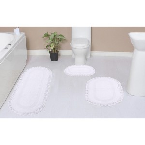 Hampton Crochet Collection Cotton Reversible Tufted Set of 3 Bath Rug Set - Home Weavers - 1 of 4