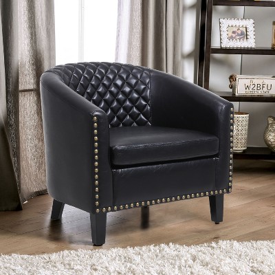 Modern Accent Barrel Chair With Nail Heads And Solid Wood Legs Black   GUEST 5517bbcc 2351 46cd 9ba8 E14074af1632