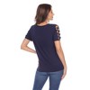 Women's Keyhole Neck Cutout Short Sleeve Top - White Mark - 3 of 4