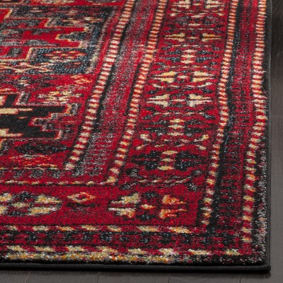 Vintage Red and Multi Synthetic Square Area Rug, 8'x8'