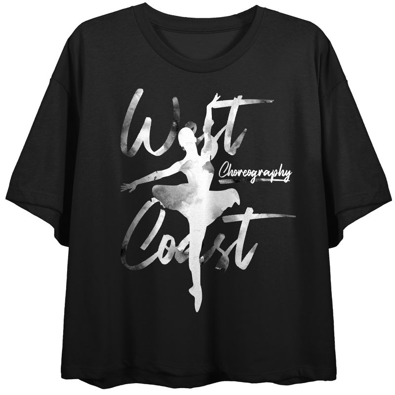 West Coast Choreography Watercolor Ballet Women's Black Cropped Tee, 1 of 3