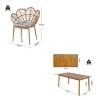 7Pcs Outdoor Patio Dining Set, Dining Set with 6 Boho Style Chairs and Acacia Dining Table, Faux Wicker Chairs with Foam Cushions-Coolbibila - 4 of 4